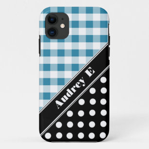 Blue Gingham Black Polka Dot iPhone 5 Fall Case-Mate iPhone Hülle