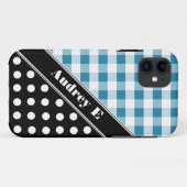 Blue Gingham Black Polka Dot iPhone 5 Fall Case-Mate iPhone Hülle (Rückseite (Horizontal))