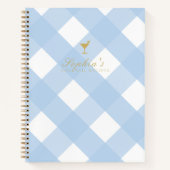 Blue Gingham Blank Cocktail Rezept Notizblock (Vorderseite)