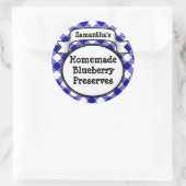 Blue Gingham Blueberry Jelly Jam Jar/Lid Label Runder Aufkleber (Tasche)