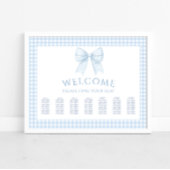 Blue Gingham Boho Babydusche Sitzkarte Poster