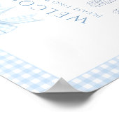 Blue Gingham Boho Babydusche Sitzkarte Poster (Ecke)