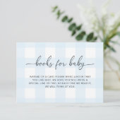 Blue Gingham Books for Baby Card Einladung (Stehend Vorderseite)