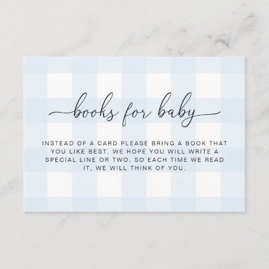 Blue Gingham Books Request Insert Card (Vorderseite)