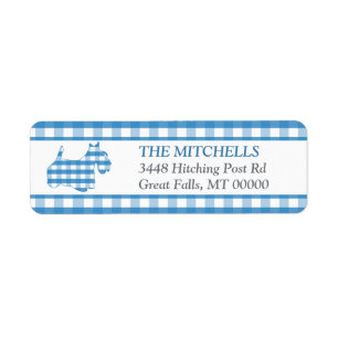 Blue Gingham Border Scotte Dog