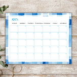 Blue Gingham Border, Undated Monthly Planner Notizblock<br><div class="desc">Mit diesem 40-Blatt-Pad mit einem blauen Gingham-Muster-Rahmen können Sie Ihre monatlichen Pläne erfassen.</div>