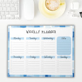Blue Gingham Border, Undated Weekly Planner Notizblock