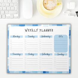Blue Gingham Border, Undated Weekly Planner Notizblock