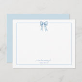 Blue Gingham bow Baby Kinderzimmer vielen Dank Dankeskarte (Vorne/Hinten)