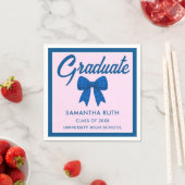 Blue Gingham Bow Graduation Party Serviette (Beispiel)