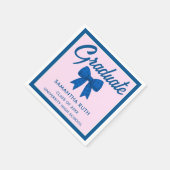 Blue Gingham Bow Graduation Party Serviette (Ecke)