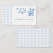 Blue Gingham Bow Heart Teddy Bear Baby Shower Begleitkarte (Vorne/Hinten)
