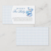 Blue Gingham Bow Heart Teddy Bear Baby Shower Begleitkarte (Vorne/Hinten)