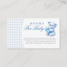 Blue Gingham Bow Heart Teddy Bear Baby Shower Begleitkarte