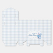 Blue Gingham Bow Heart Teddy Bear Baby Shower Geschenkschachtel (Ungefaltet)