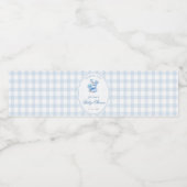 Blue Gingham Bow Heart Teddy Bear Baby Shower Wasserflaschenetikett (Einzelnes Label)