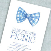 Blue Gingham Bow Krawatte Baby Shower Picnic Einladung