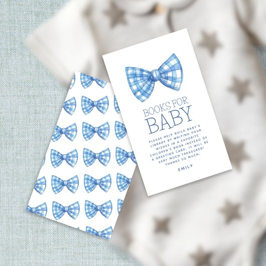 Blue Gingham Bow Krawatte Books for Baby Shooter Begleitkarte