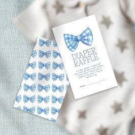 Blue Gingham Bow Krawatte Diaper Raffle Baby Dusch Begleitkarte