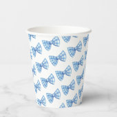 Blue Gingham Bow Krawatte Pattern Baby Dusche Pappbecher (Rückseite)