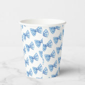 Blue Gingham Bow Krawatte Pattern Baby Dusche Pappbecher (Rechts)