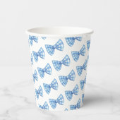 Blue Gingham Bow Krawatte Pattern Baby Dusche Pappbecher (Vorderseite)
