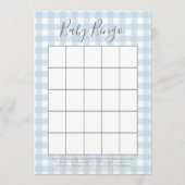 Blue Gingham Boy Baby Dusche Bingo Karten (Vorderseite)