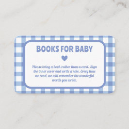 Blue Gingham Boy Baby Showbücher für Baby Begleitkarte