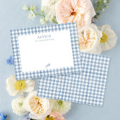 Blue Gingham Boy Baby Shower Parteichef Card Hinweiskarte