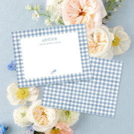 Blue Gingham Boy Baby Shower Parteichef Card Hinweiskarte