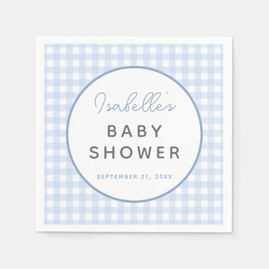 Blue Gingham Boy Baby Shower Serviette (Vorderseite)