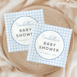 Blue Gingham Boy Baby Shower Serviette