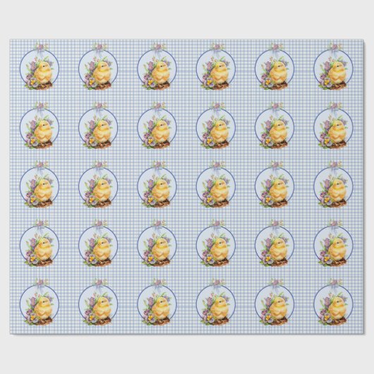 Blue Gingham Boy Birthday Geschenkpapier (Flach)