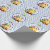 Blue Gingham Boy Birthday Geschenkpapier (Ecke)