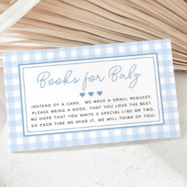 Blue Gingham Boy Books for Baby Shooter Begleitkarte