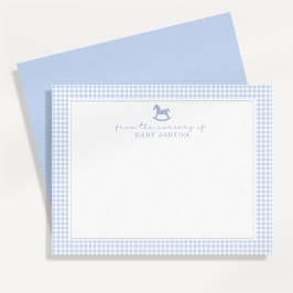 Blue Gingham Boy Personalisiertes Kinderzimmer Not Ankündigung