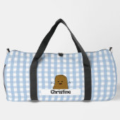 Blue Gingham Brown Potato Custom Duffle Bag (Rückseite)