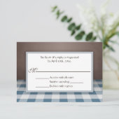 Blue Gingham Brown UAWG Reply Cards RSVP Karte (Stehend Vorderseite)