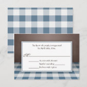 Blue Gingham Brown UAWG Reply Cards RSVP Karte (Vorne/Hinten)