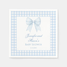 Blue Gingham Bugband Baby Boy Dusche