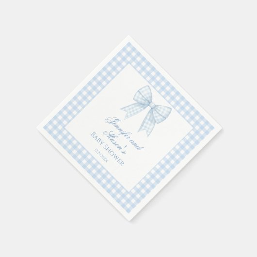Blue Gingham Bugband Baby Boy Dusche Serviette (Ecke)