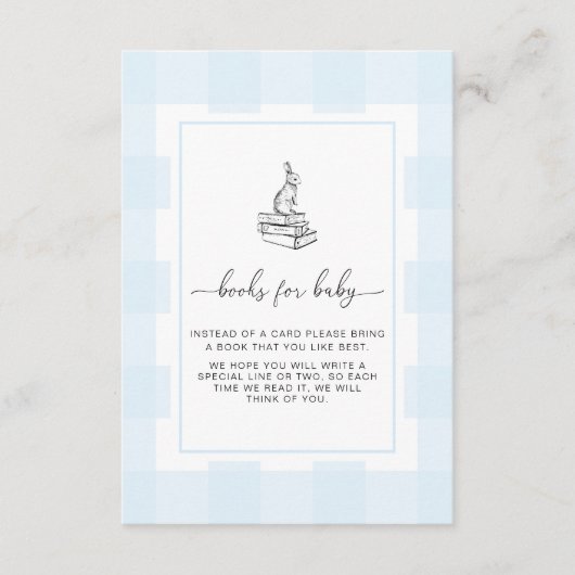 Blue Gingham Bunny Books Request Insert Card (Vorderseite)