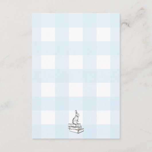 Blue Gingham Bunny Books Request Insert Card (Rückseite)