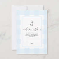 Blue Gingham Bunny Diaper Raffle Umschließungskart