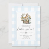 Blue Gingham Bunny Easter Egg Hunt Einladung (Vorderseite)