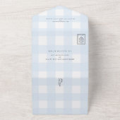 Blue Gingham Bunny Rabbit Baby Dusche All In One Einladung (Außenbereich)