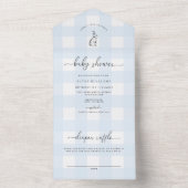 Blue Gingham Bunny Rabbit Baby Dusche All In One Einladung (Innen Boden)