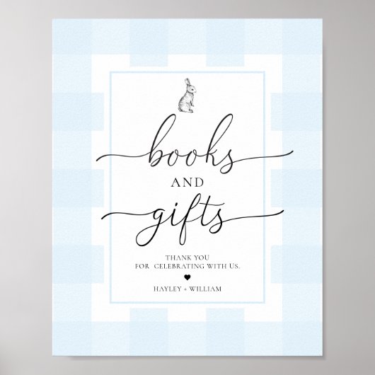 Blue Gingham Bunny Rabbit Bücher und Geschenke Poster (Vorne)