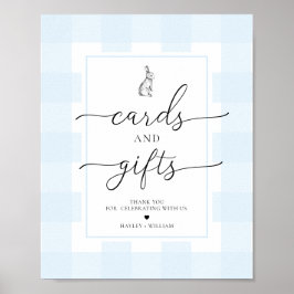 Blue Gingham Bunny Rabbit Cards und Geschenke Poster
