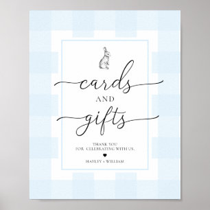 Blue Gingham Bunny Rabbit Cards und Geschenke Poster